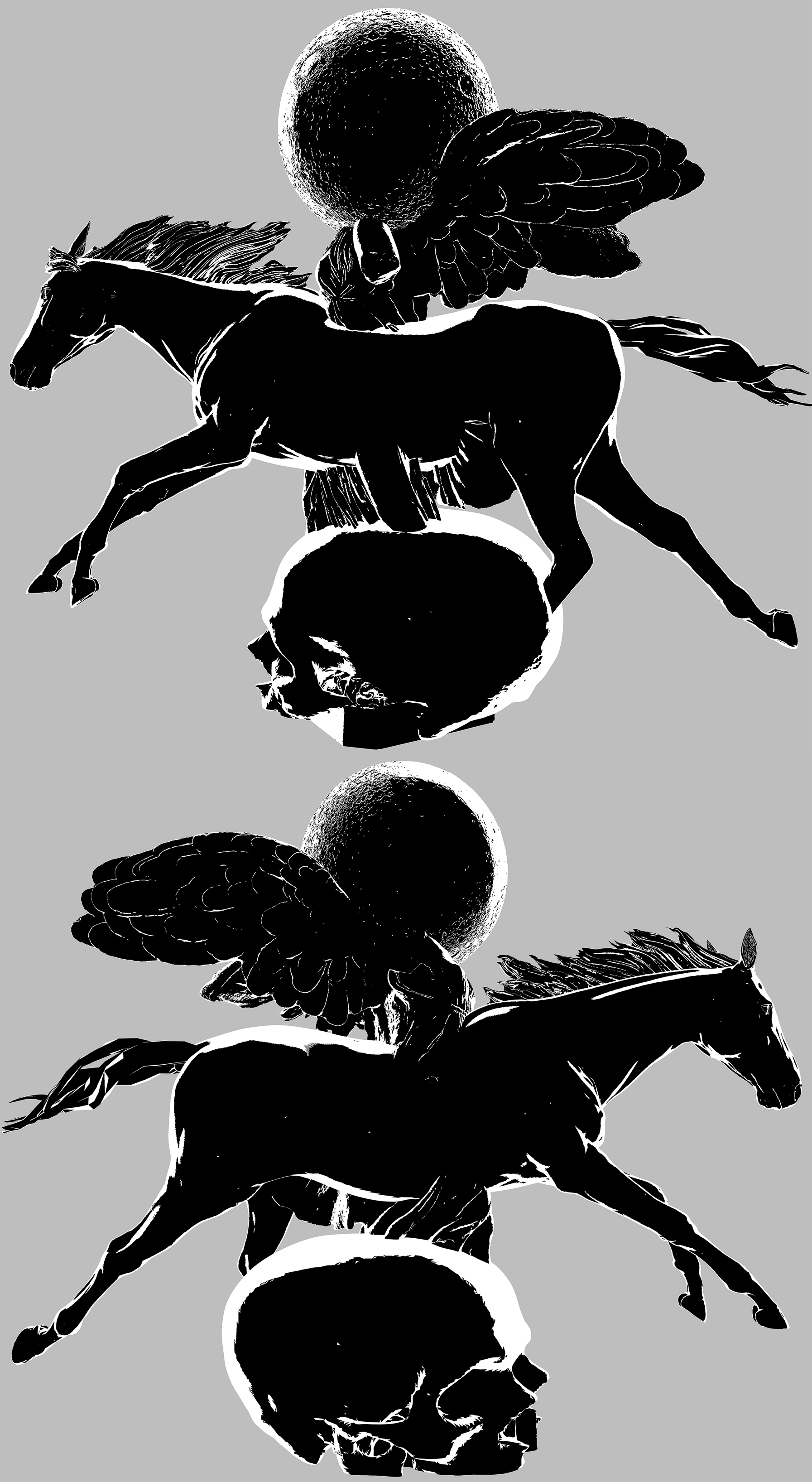 dark pegasus victory in black and white left and right sides